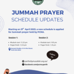 Jummah Prayer Schedule Updates per April 21, 2023